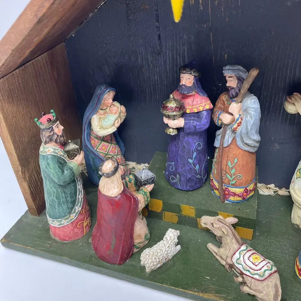 Christmas Manger Nativity set Lights Up Holiday Center Piece